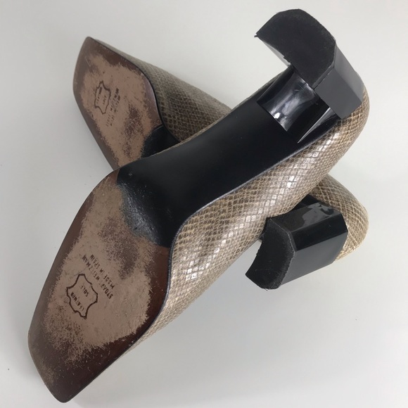 Stuart Weitzman Brown Snakeskin Block Heel Pumps - Picture 8 of 8